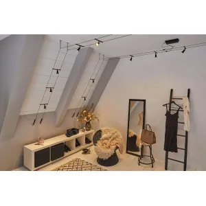 Kabelių šviestuvas sistema GU5,3 5x10W matinė juoda/chromas SALT