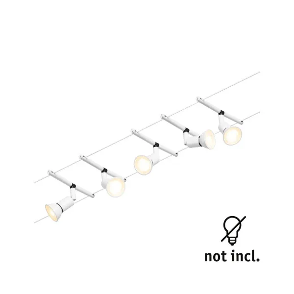 Vaijerivalaisinsetti GU5,3 5x10W Mattavalkoinen/Kromi SALT