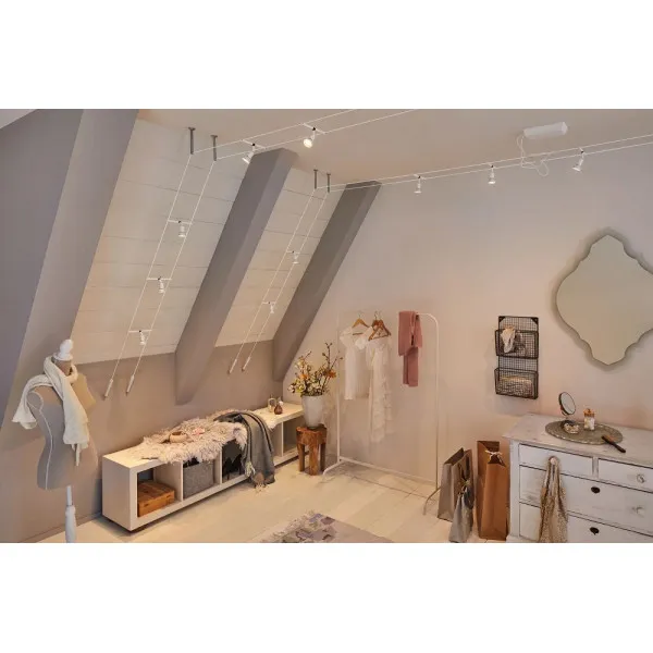 Vaijerivalaisinsetti GU5,3 5x10W Mattavalkoinen/Kromi SALT