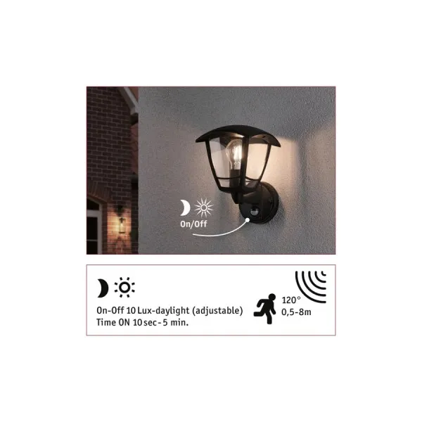 Išorinis sieninis šviestuvas su judesio davikliu CLASSIC