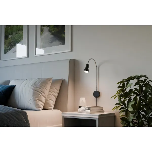 Sieninis šviestuvas juodas Colton Flex