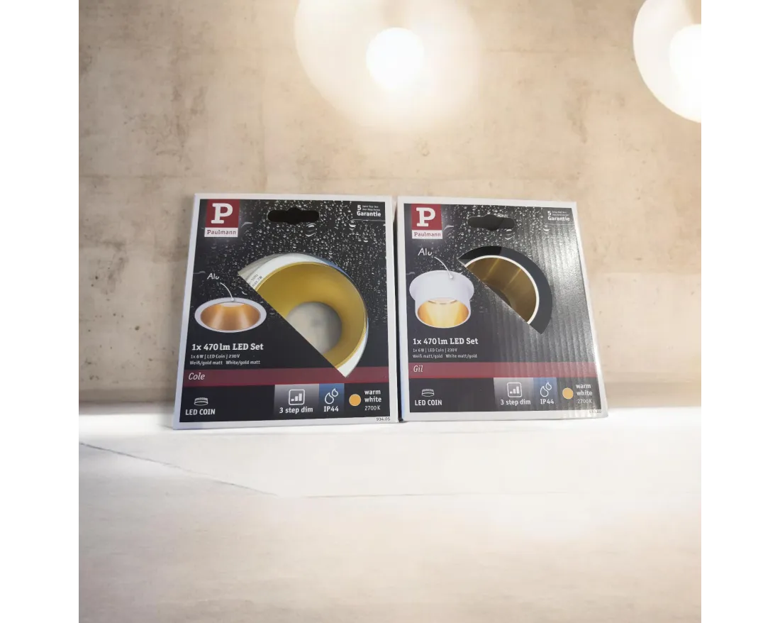 Recessed luminaire LED Matt white#Gold IP44 GIL