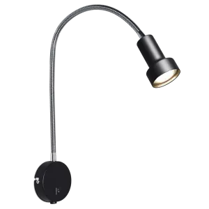 Sieninis šviestuvas juodas Colton Flex